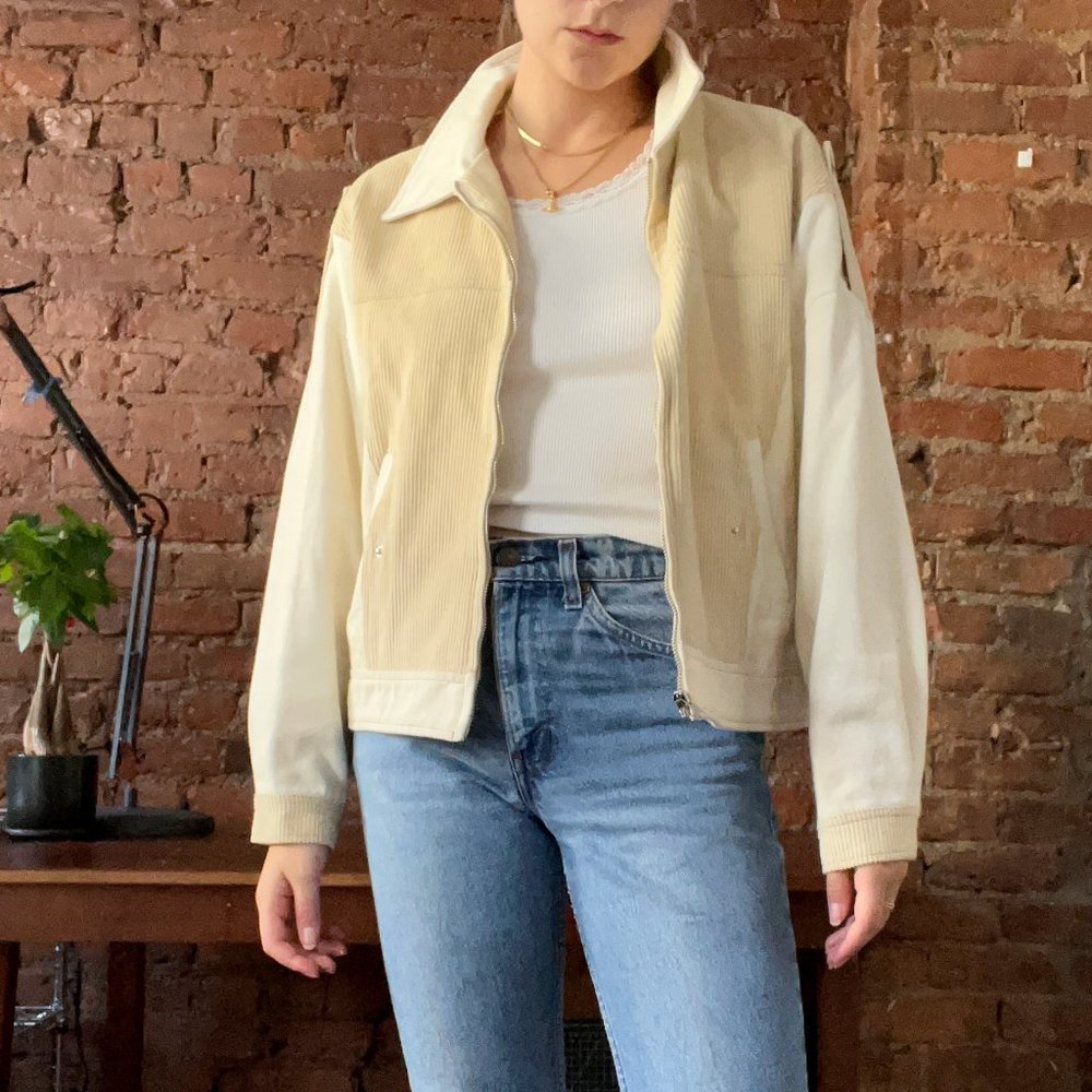 Western Corduroy White Cream Denim Jacket 🐮